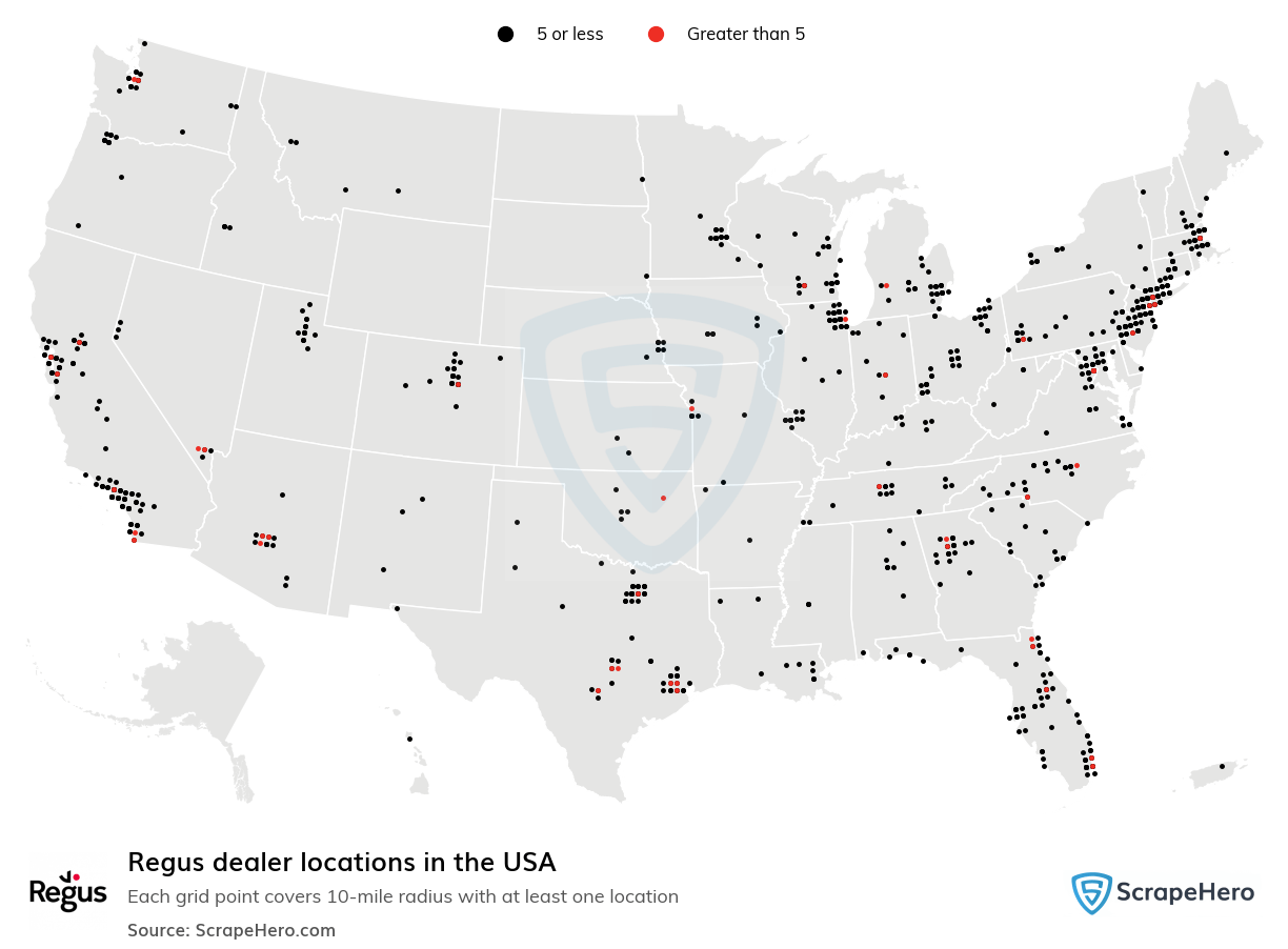 Number of Regus locations in the USA in 2024 ScrapeHero