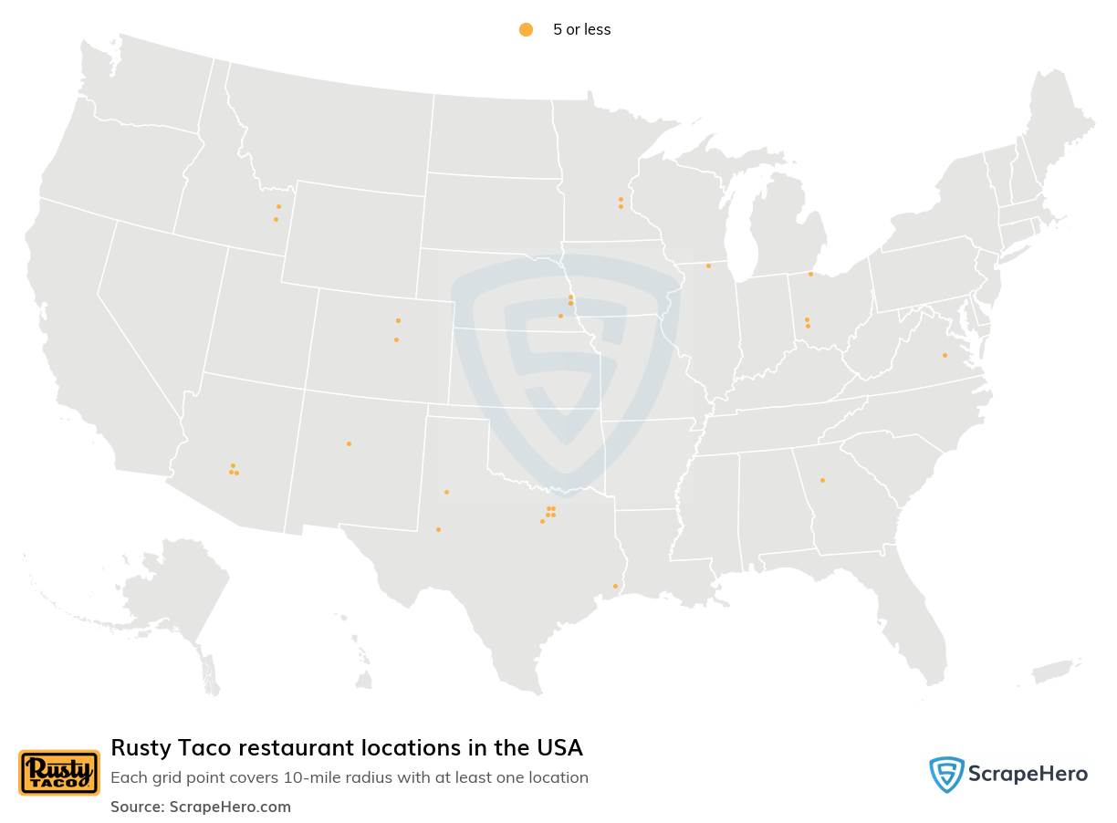 Number of Rusty Taco locations in the USA in 2024 ScrapeHero