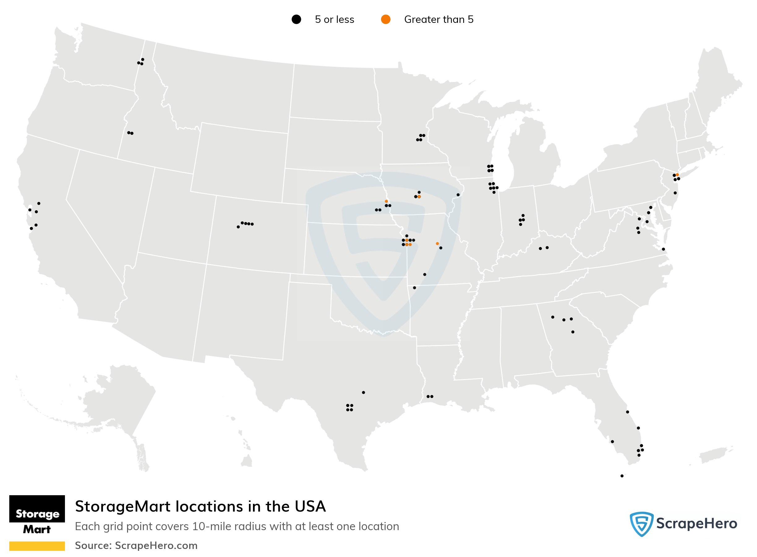 Number of StorageMart locations in the USA in 2024 ScrapeHero