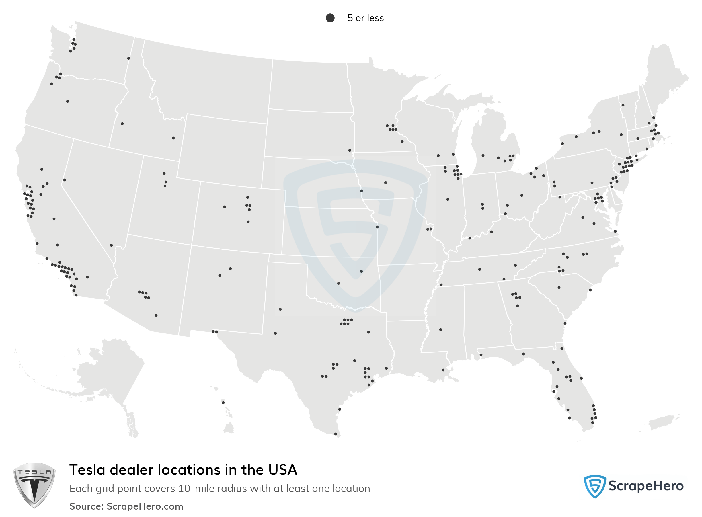 List of all Tesla Dealership locations in the USA ScrapeHero Data Store