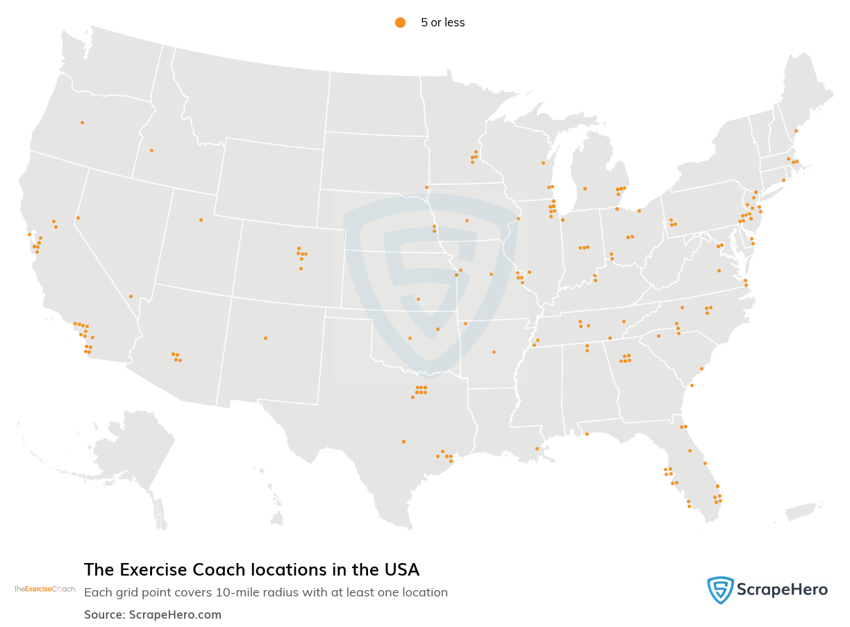Number of The Exercise Coach locations in the USA in 2024 ScrapeHero