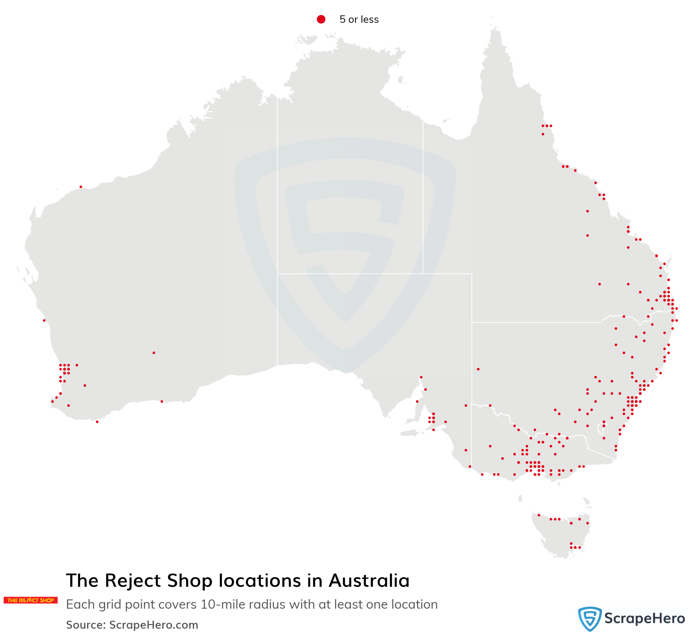 Number of The Reject Shop locations in Australia in 2024 ScrapeHero