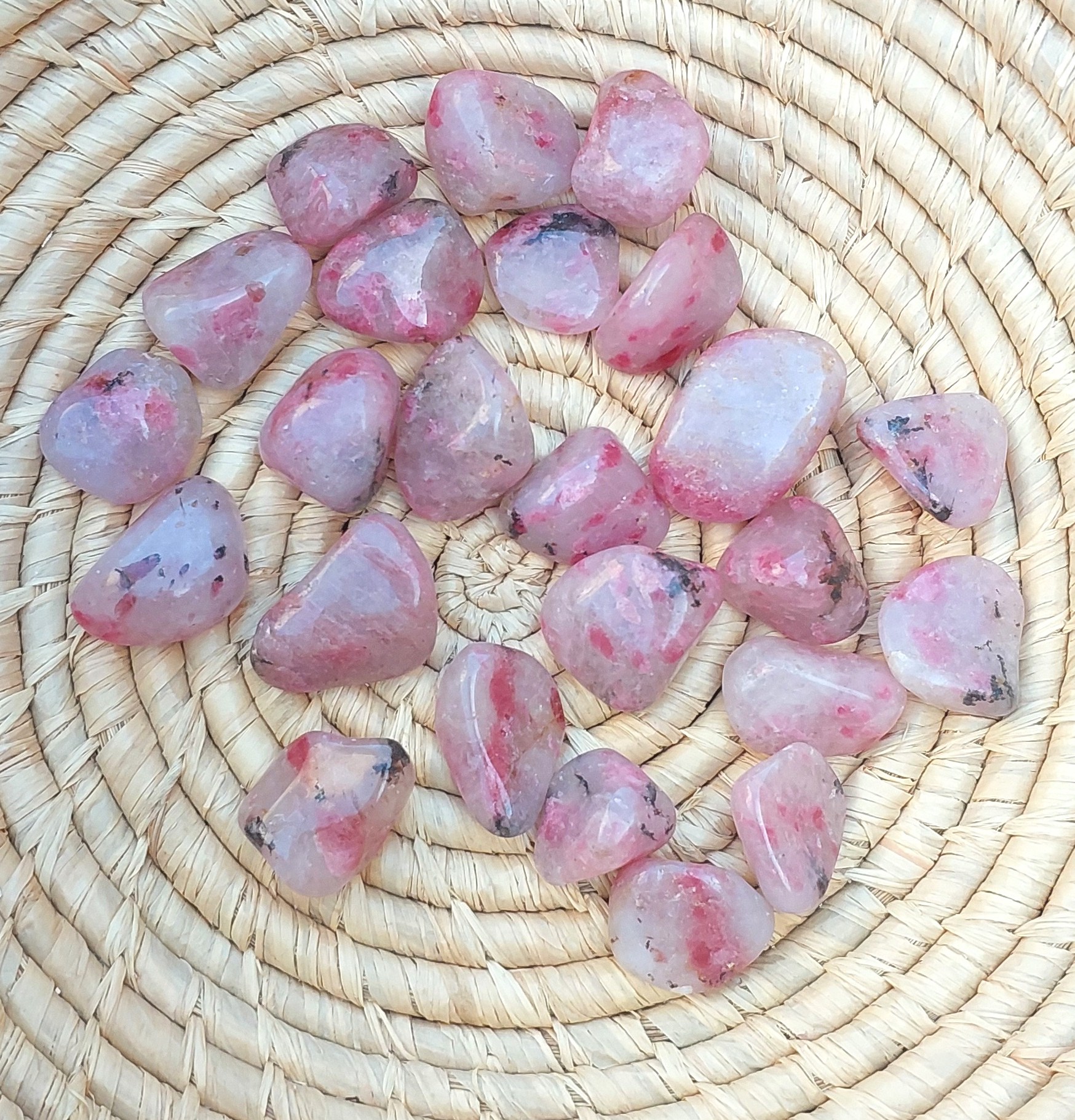 Rhodonite in Quartz tumbled stone Scratch Patch