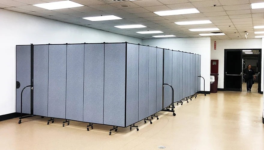 Hide Equipment with Privacy Walls Screenflex Portable Room Dividers