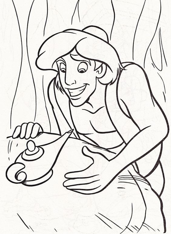 Aladdin and the genie coloring pages Hellokids.com