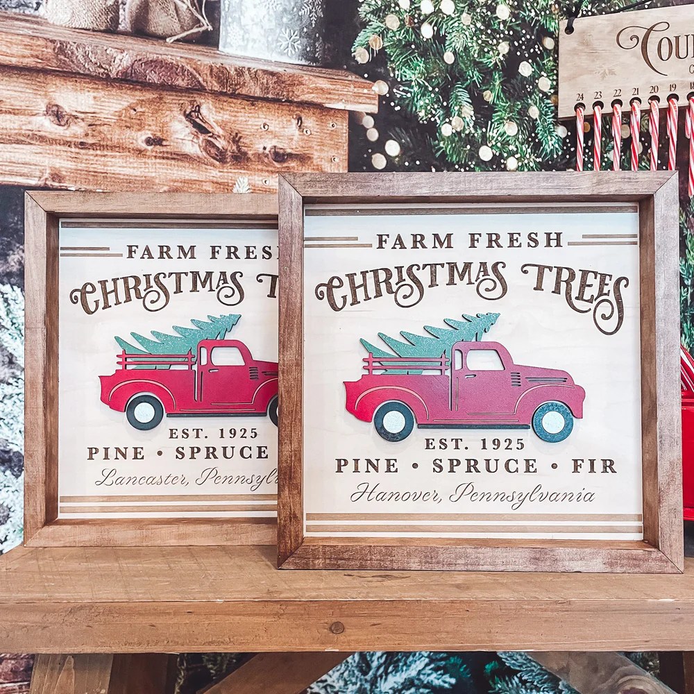 Farm Fresh Hanover Christmas Trees Decor Script and Grain