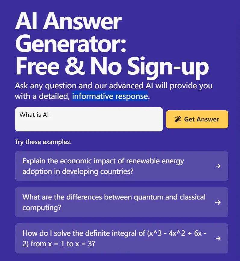 Free AI Answer Generator Based On ChatGPT