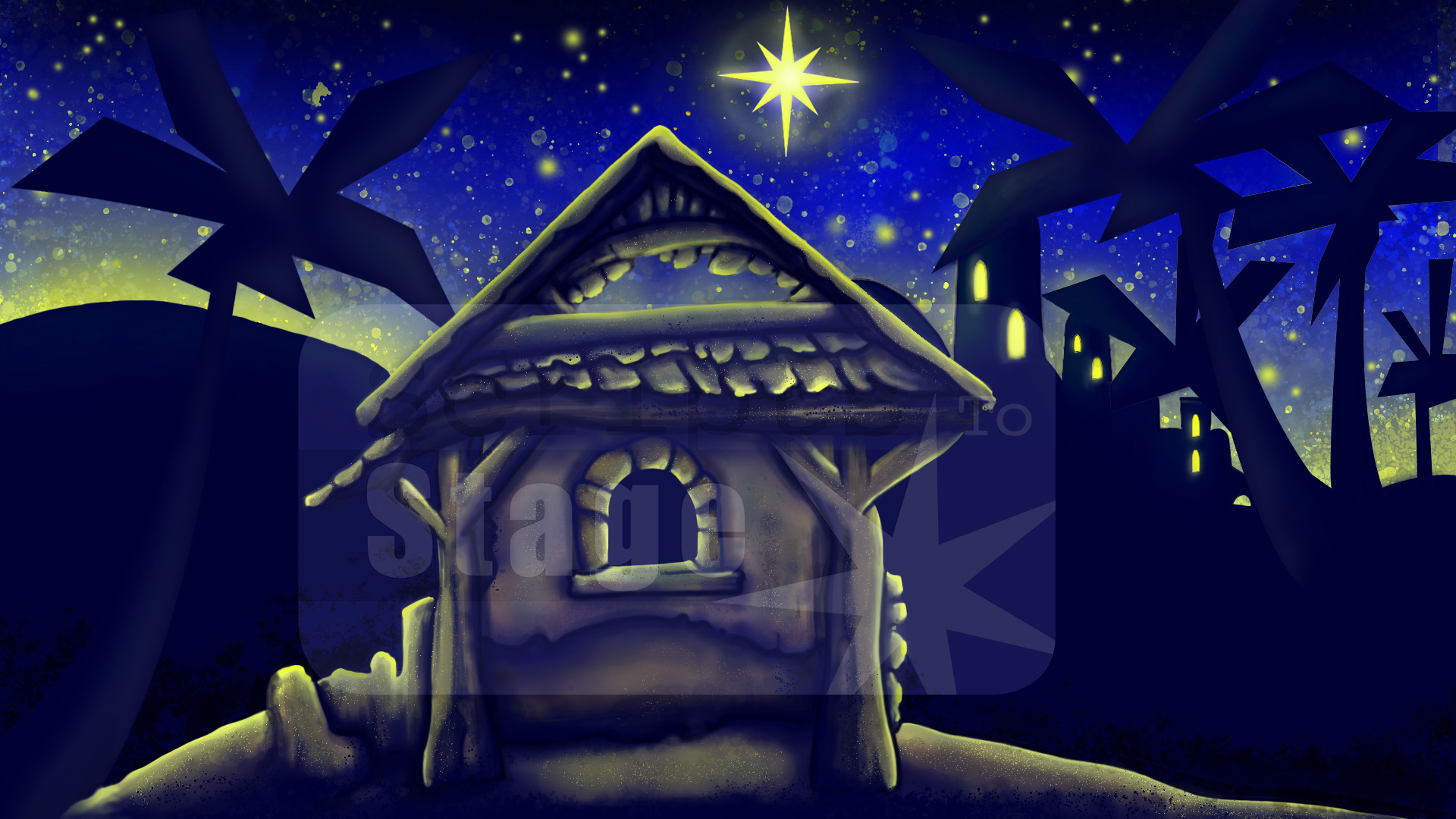 digital projected nativity stage backdrops for school performances