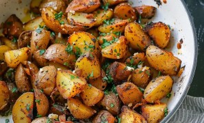 Traditional Native American roasted potatoes with herbs