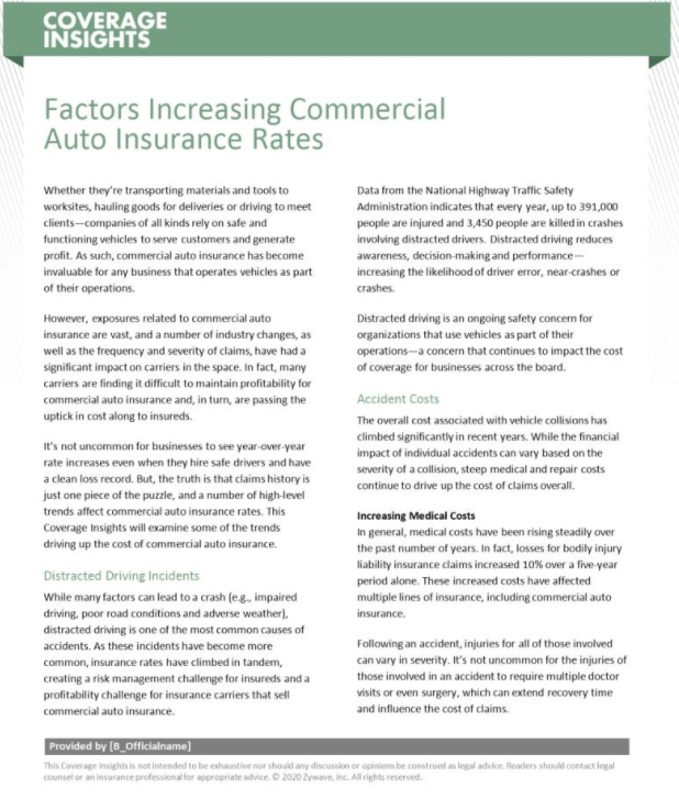 Coverage Insights Factors Increasing Commercial Auto Insurance Rates