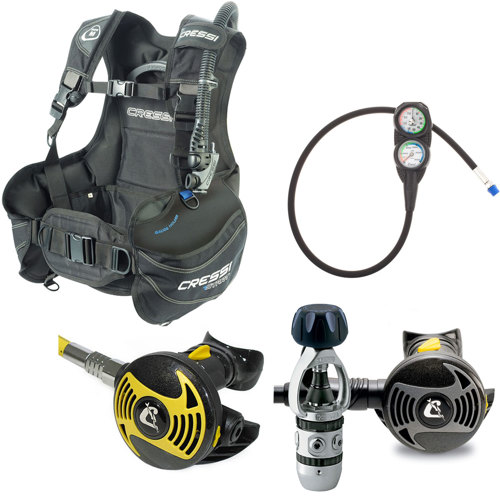 Cressi Start Equipment for Scuba Diving w/BCD, Regulator, Octopus and Gauge