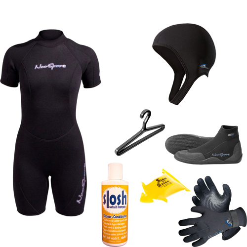 NeoSport 3mm Women's Shorty Wetsuit Package PCKDW5 Scuba