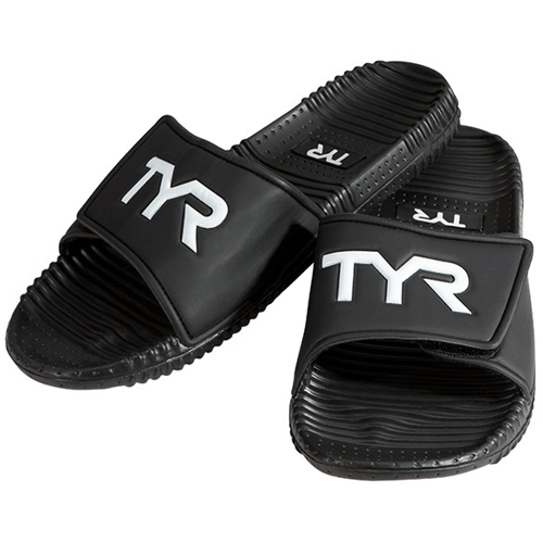 TYR Men's Deck Slider Sandals, Black Scuba