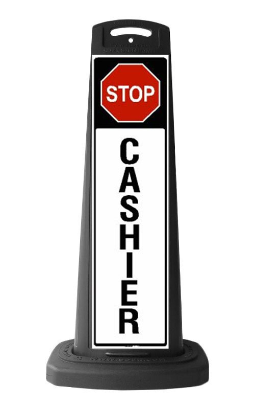 Valet Black Vertical Panel with Stop Cashier Sign P9 SD2K Valet