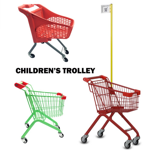 Supermarket trolley cart with baby seats