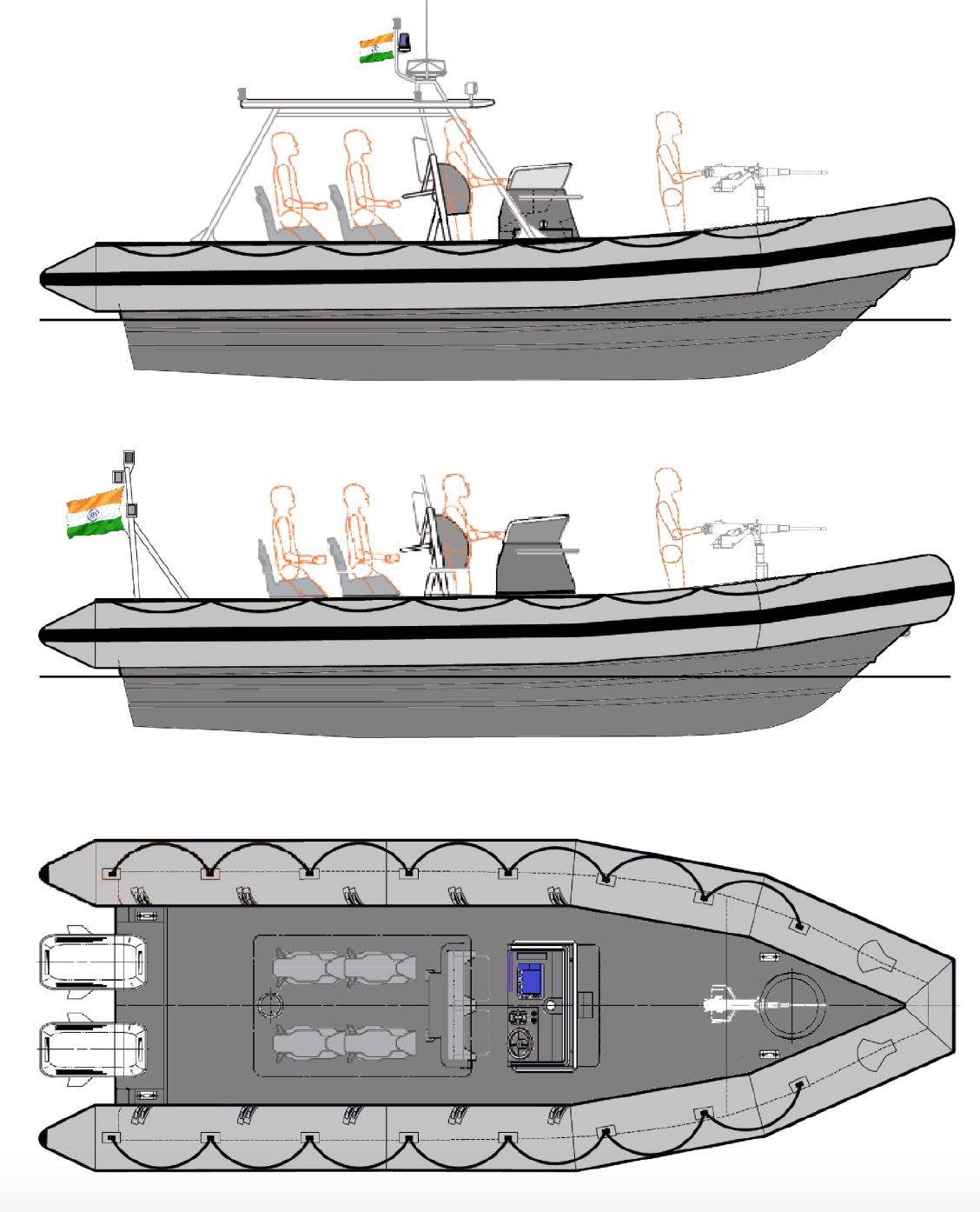 NEW BUILD 7m RIB Patrol Boat LOA 7m, Beam Overall 2.6m, Draft