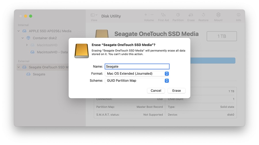 How to format your drive Mac OS Extended (Journaled) on macOS 11 (Big Sur) and later Seagate