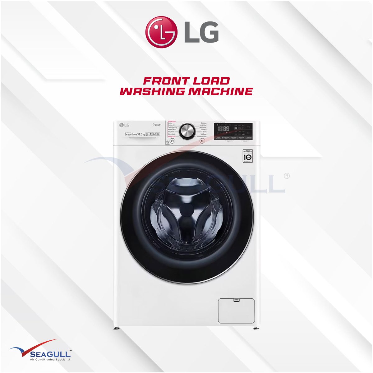 LG Front Load Washer with AI Direct Drive™ and Steam™ FV1450S2W (10.5KG