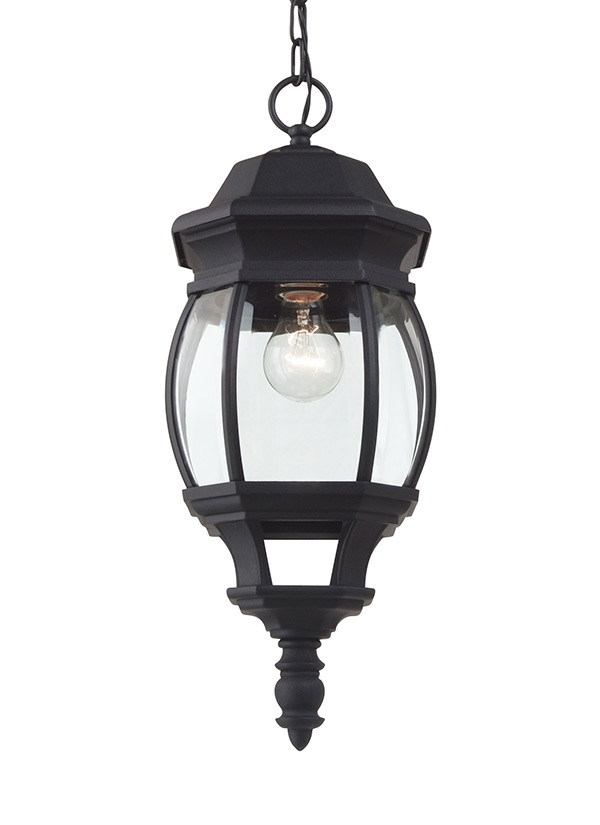 6040012,One Light Outdoor Pendant,Black