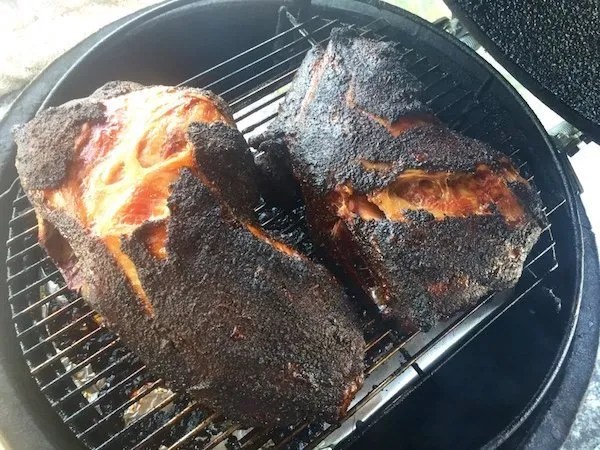 smoked pork butt on green egg Seared and Smoked
