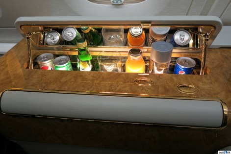 My own personal minibar at my seat