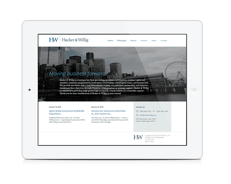 Seattle Web Design Company wins AVA Honorable Mention Award for Law