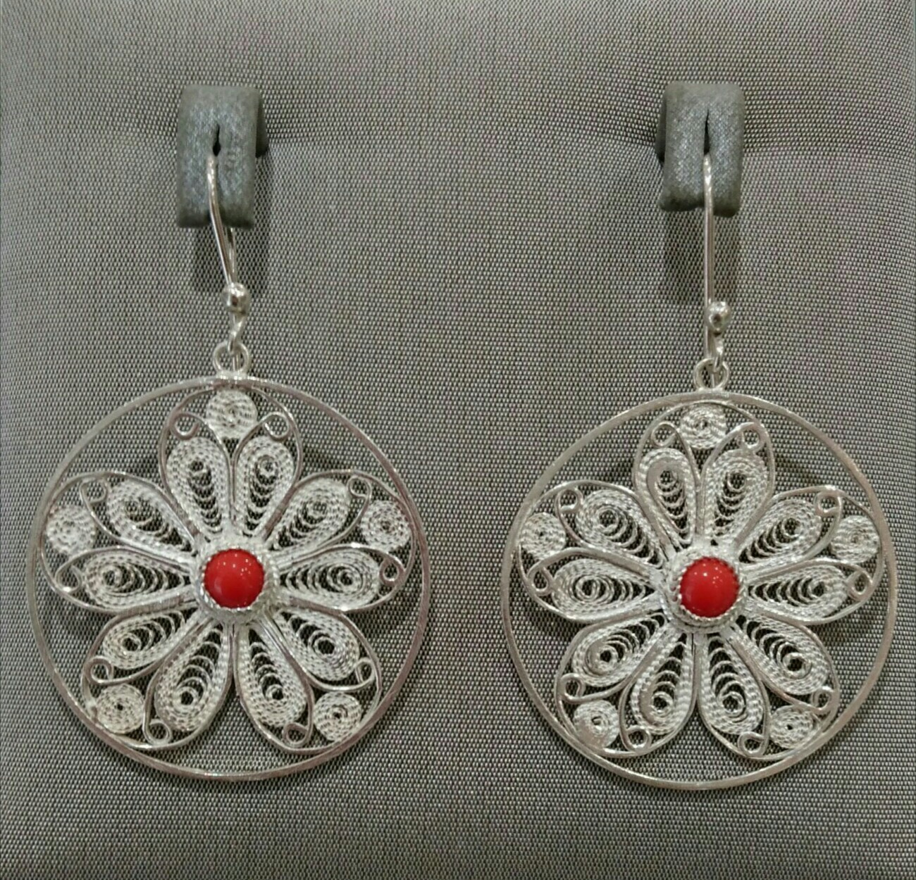 Filigree Earrings Flower Coral SEBA DIZAJN