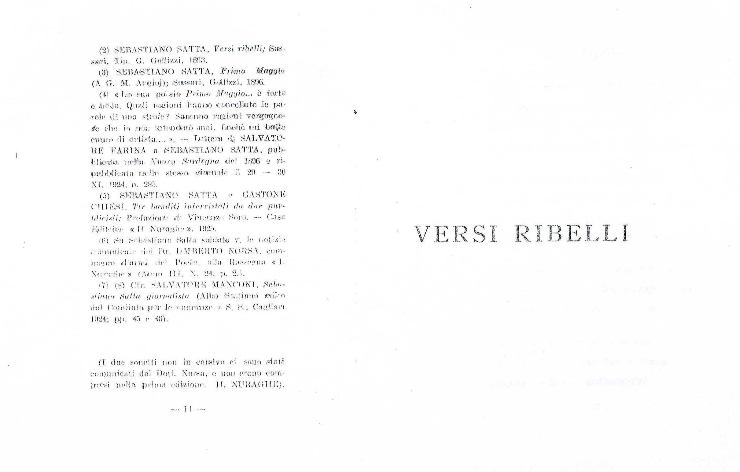 Versi ribelli Biblioteca Digitale Sebastiano Satta