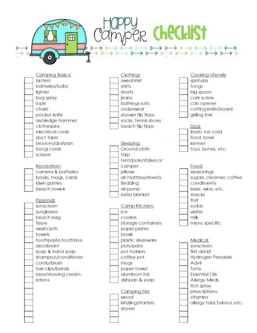 Second Chance To Dream Happy Camper Checklist