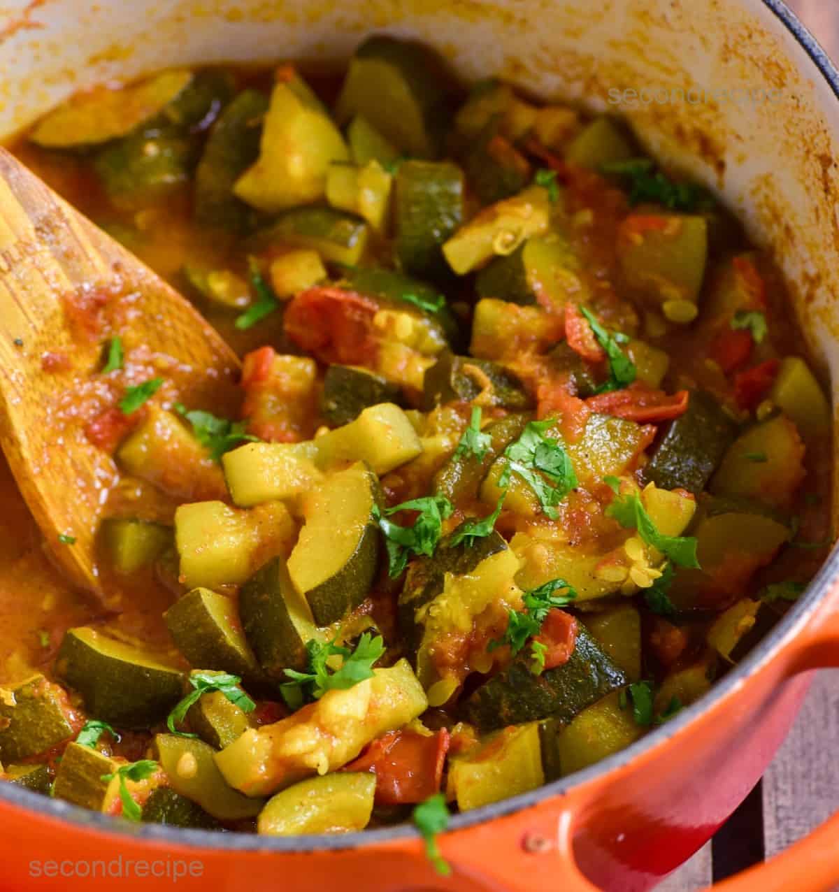 Easy Indian zucchini curry zucchini sabzi recipe SecondRecipe