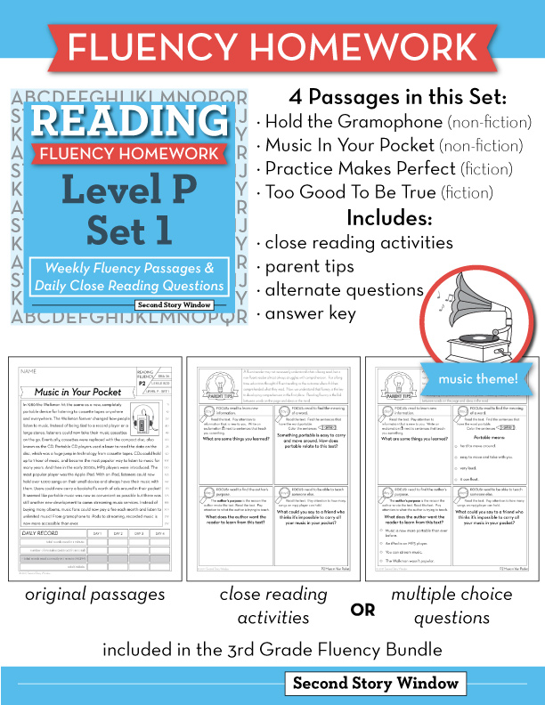 Reading Fluency Homework Level P Set 1 Second Story Window