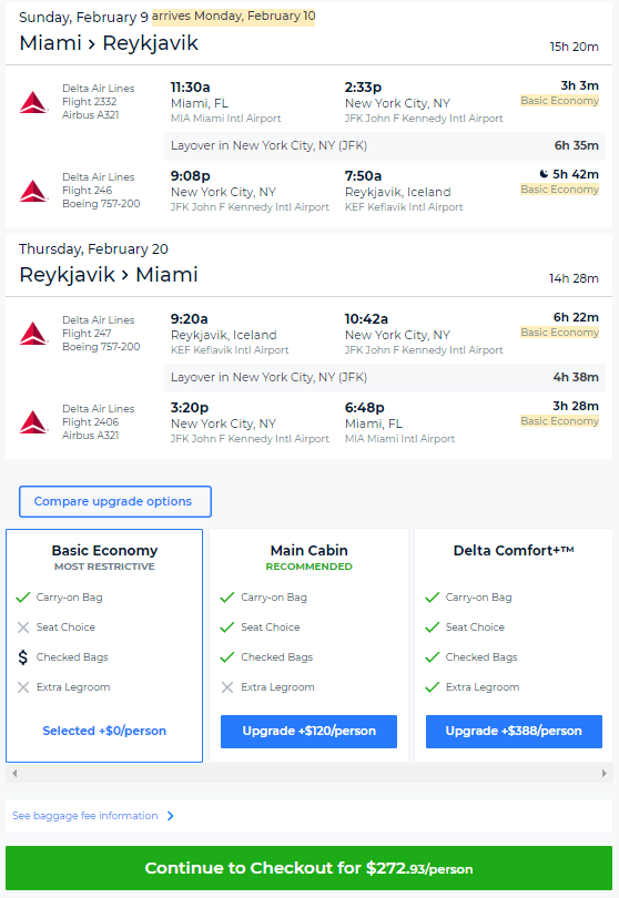 Miami to Reykjavik, Iceland for only 272 roundtrip