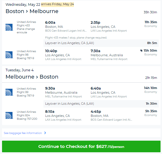 Boston to Melbourne, Australia for only 627 roundtrip