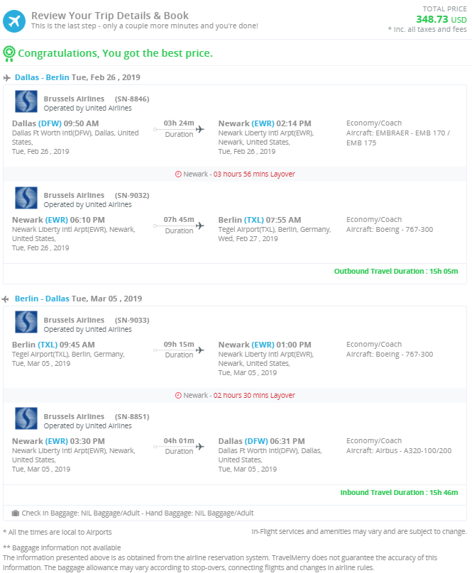 Dallas, Texas to Berlin, Germany for only 348 roundtrip