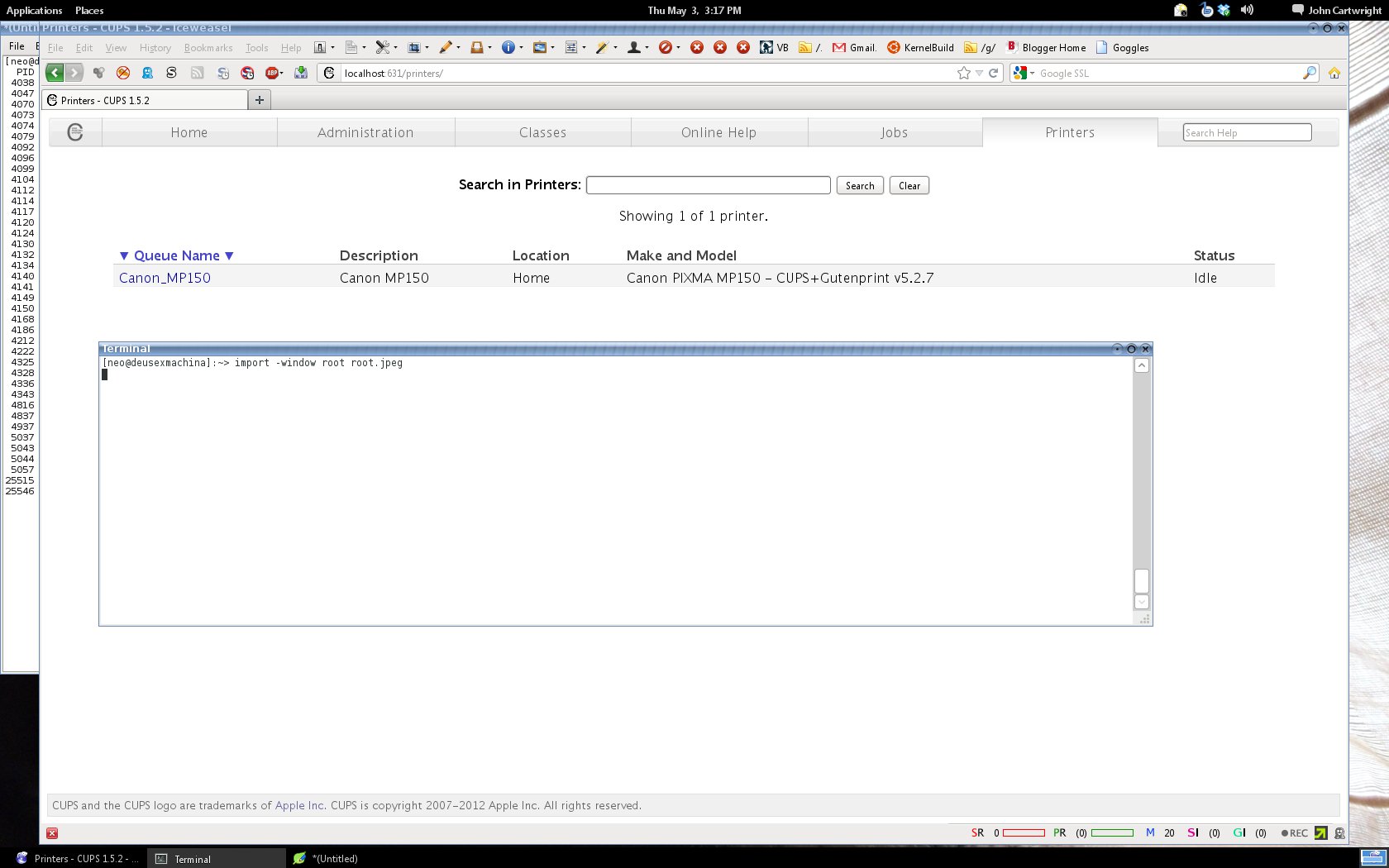 Installing printers with the CUPS web interface in Debian Linux. Securitron Linux blog.