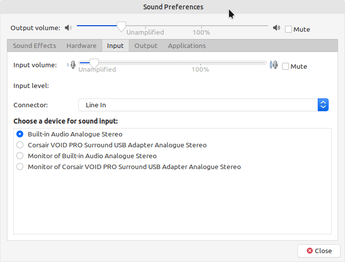 How to turn on linein with Pulseaudio on Ubuntu 18.04.