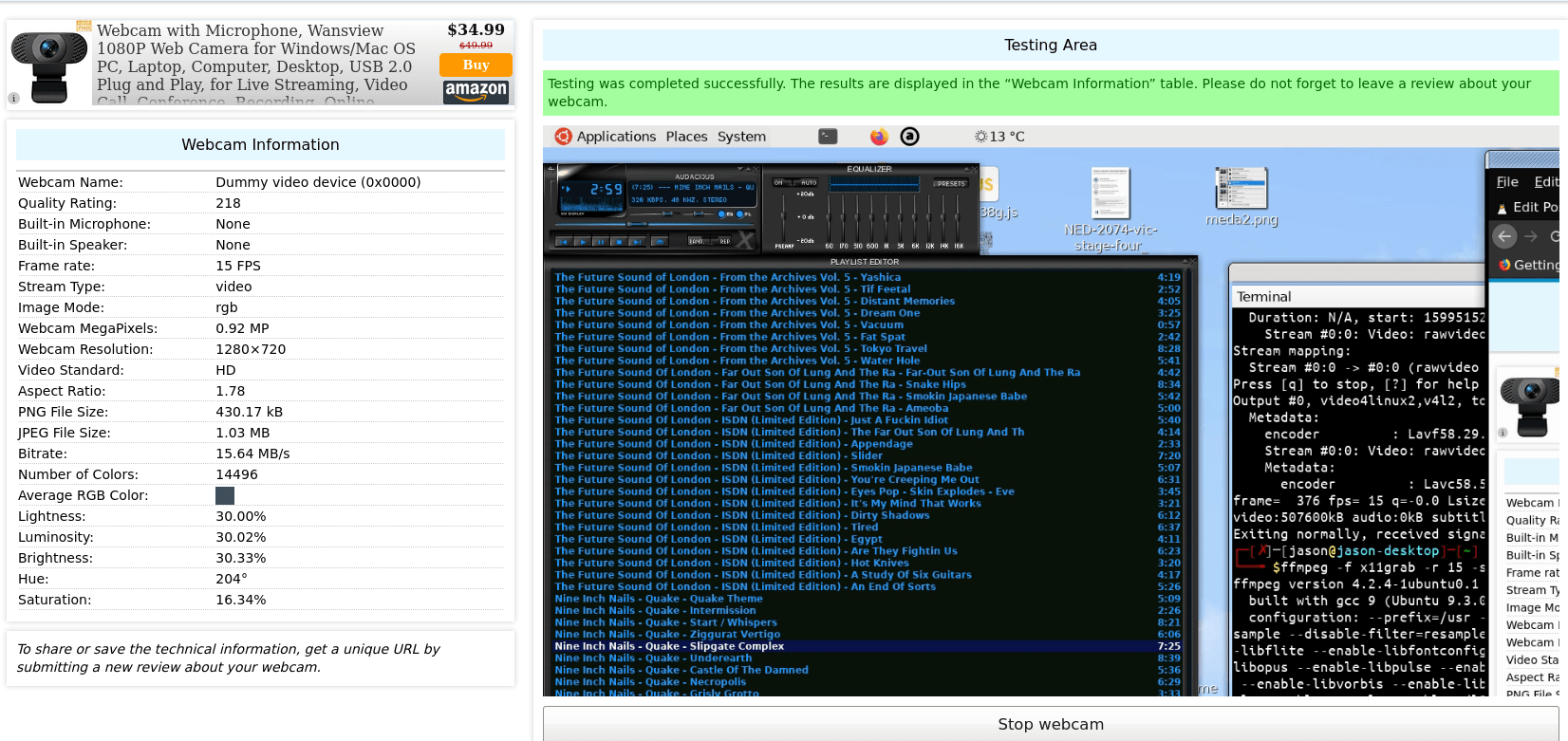 How to create a fake webcam stream on Linux.