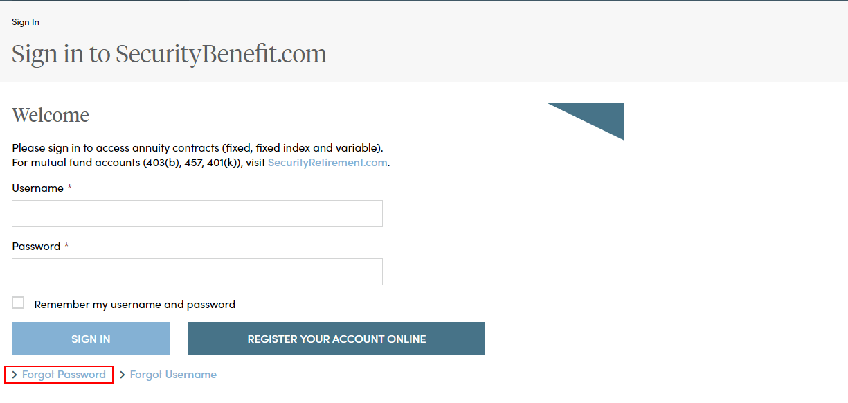 I my password. Security Benefit