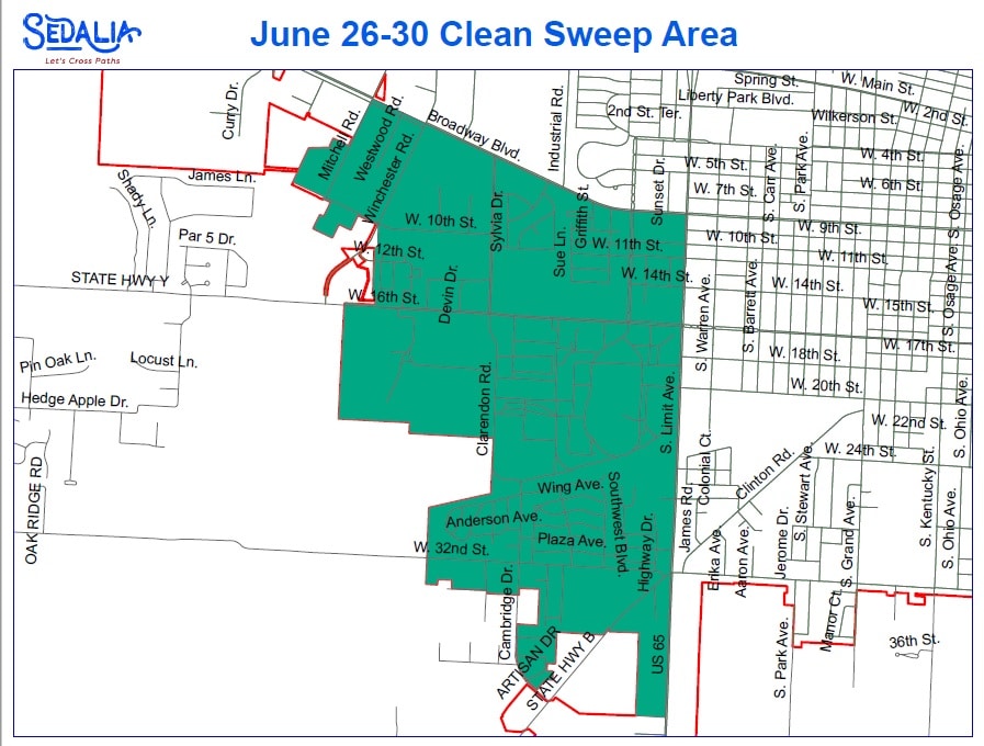 Clean Sweep Area for the Week of June 2630, 2023 City of Sedalia, MO