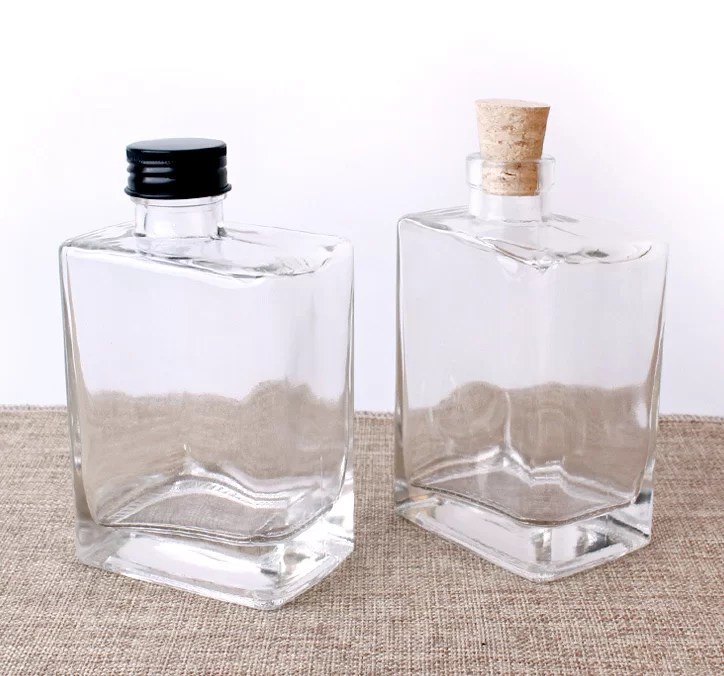 Square 200ml iced coffee glass bottle with cork or screw cap Glass