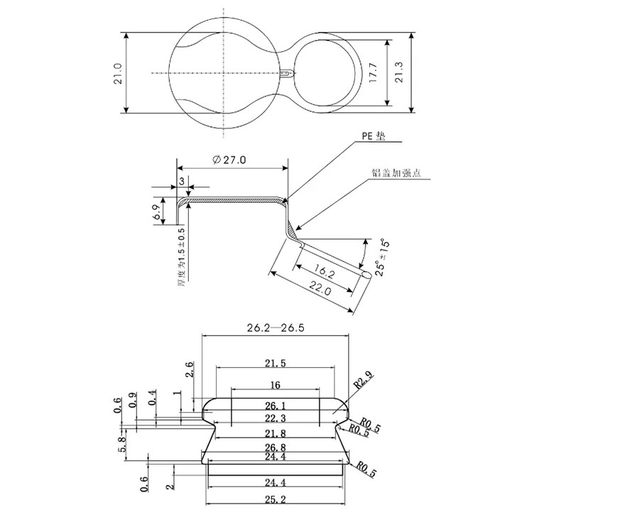 Easy open crown cap 26mm ring pull beer caps Glass bottle