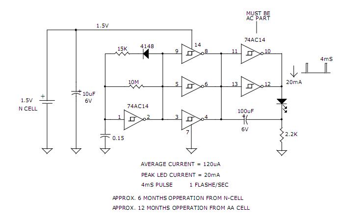 1.5V LED FLASHER VERSION B - LED_and_Light_Circuit - Circuit Diagram