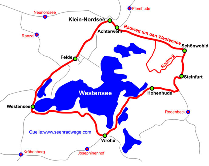 Westensee Karte WestenseeRadwegWanderwegBayern