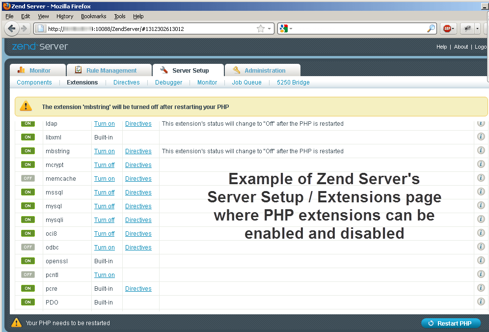 PHP performance tip disable unused extensions with Zend Server