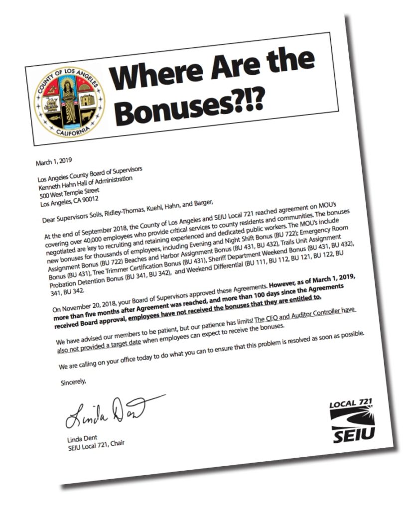 L.A. County Members Bonuses Will Be Reflected on April 19 or May 3 Paychecks and Will Be L.A. County Members Bonuses Will Be Reflected on April 19 or May 3 Paychecks and Will Be