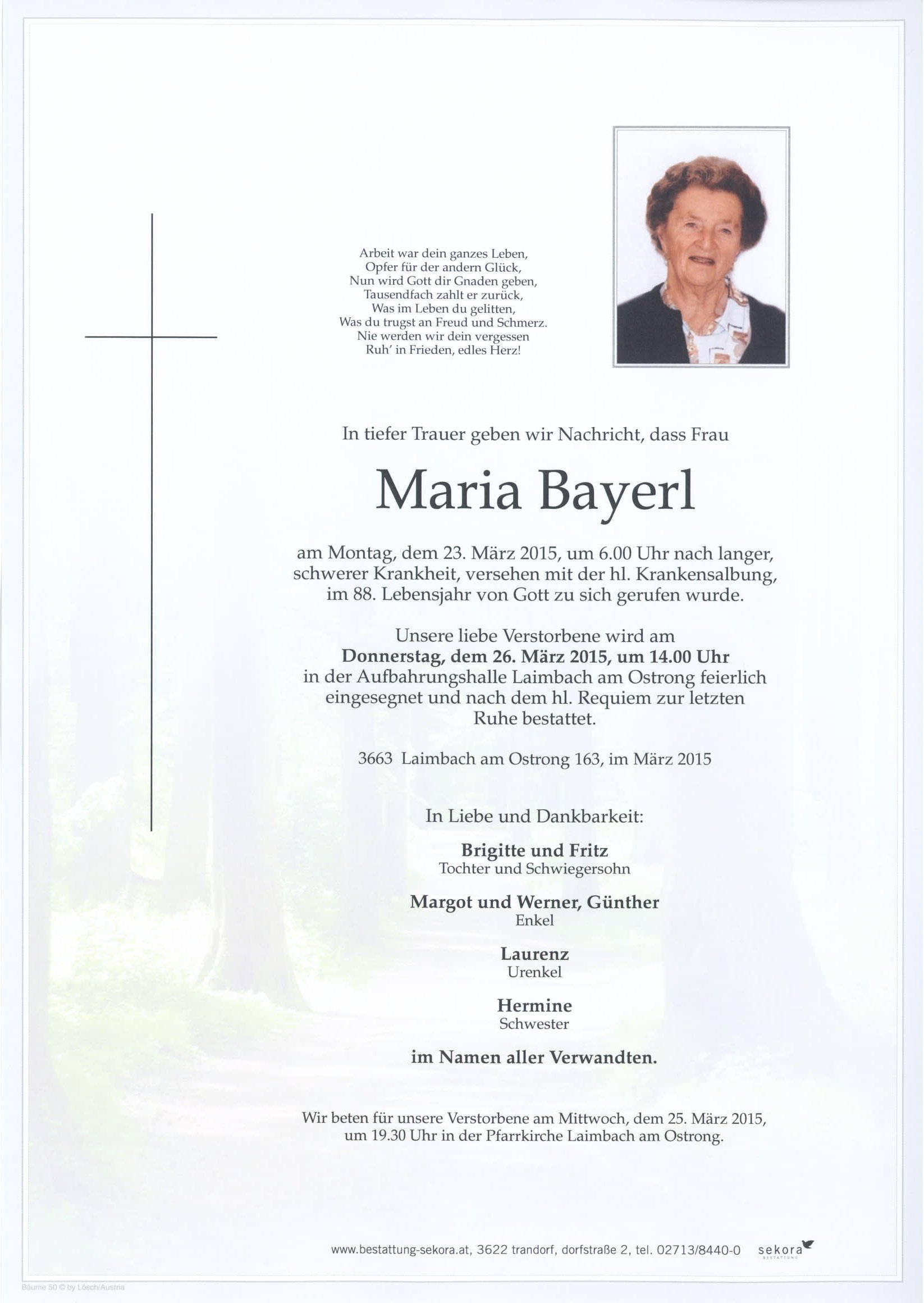 Bayerl Maria Bestattung Sekora