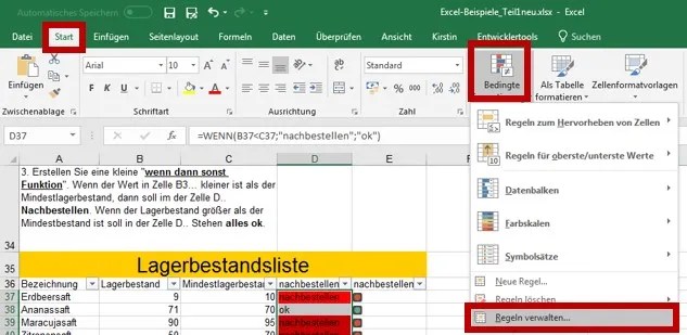 Bedingte Formatierung in Excel 2016 einrichten sekretaria.de