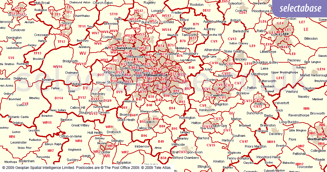 Postcode Tools Area Maps Selectabase