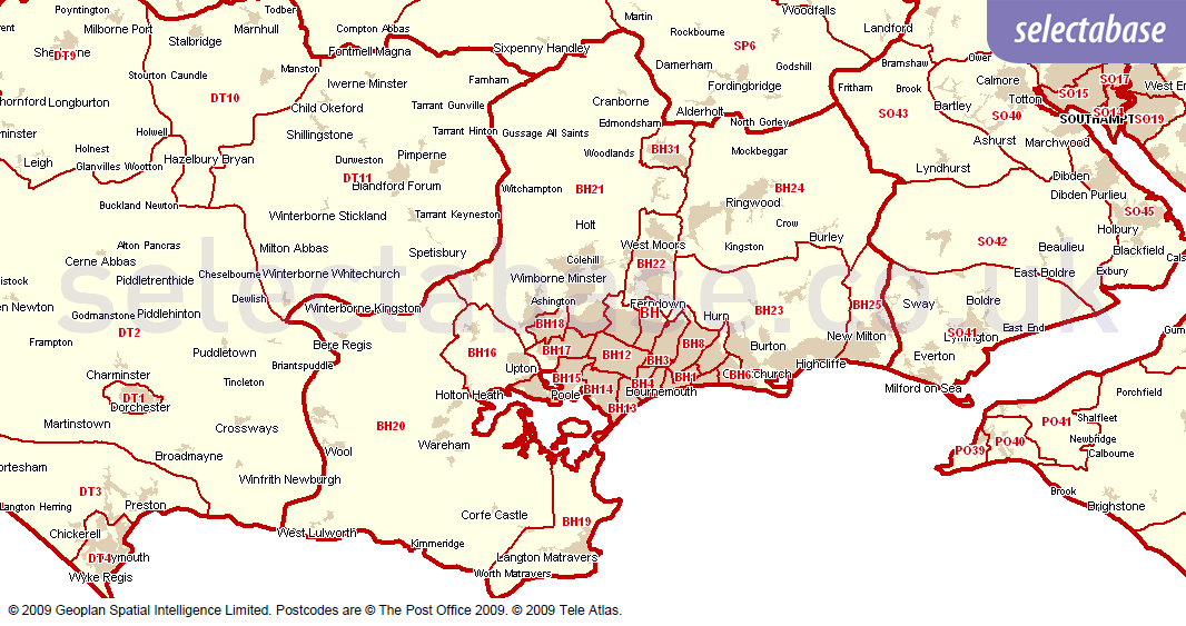 Postcode Tools Area Maps Selectabase