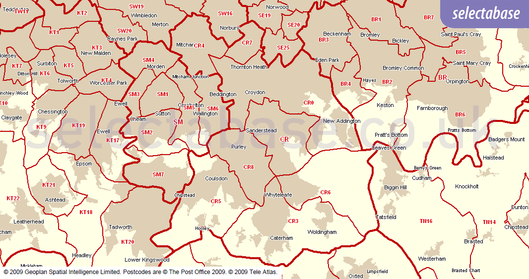 Postcode Tools Area Maps Selectabase
